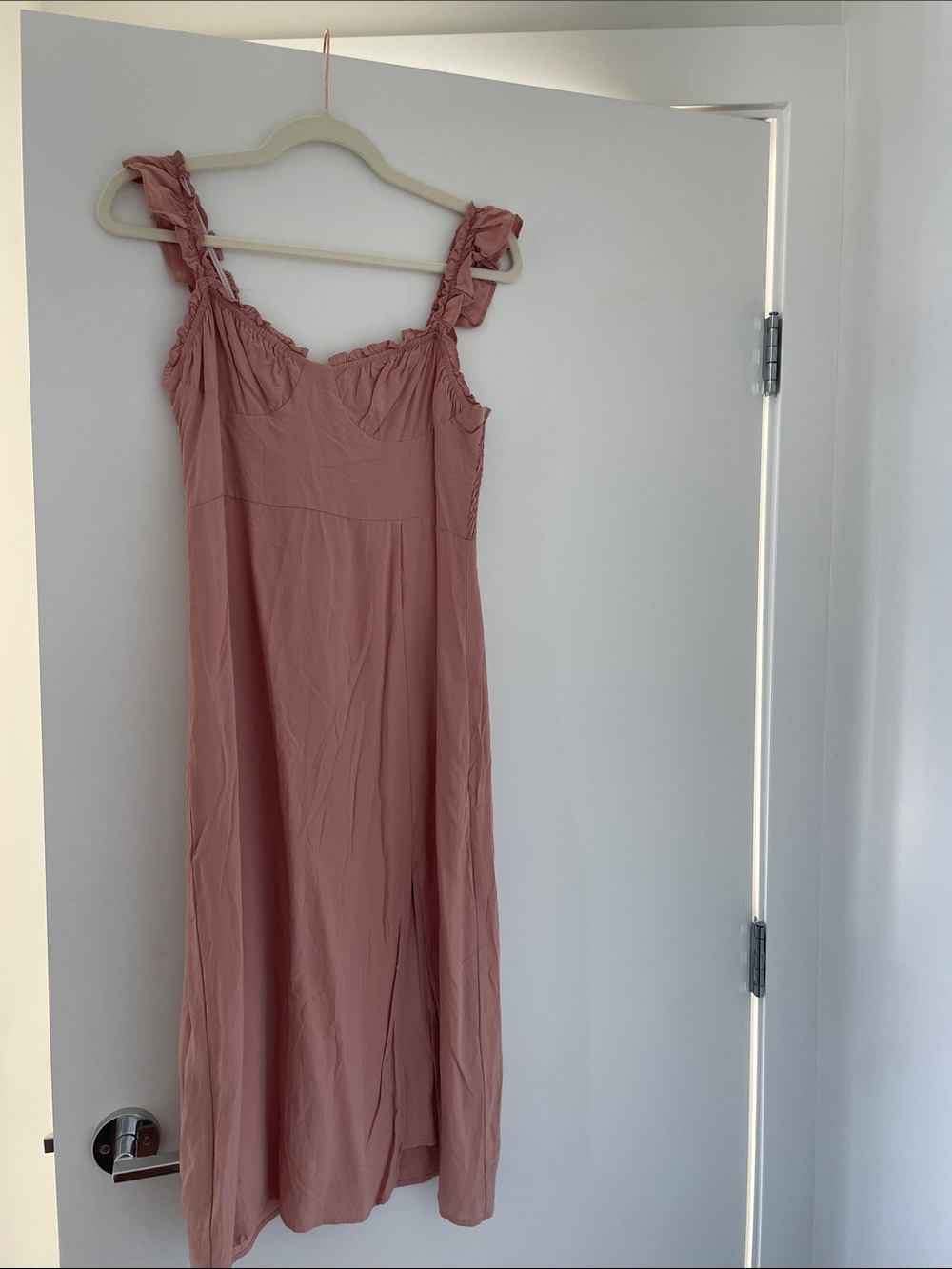 Women’s Midi Ruffle Strap Dress - Dusty Rose